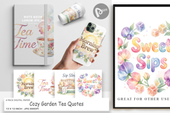 Cozy Garden Tea Quotes Digital Paper Product Image 1