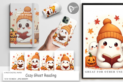 Cozy Reading Ghost Digital Paper Product Image 1