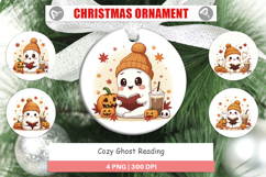 Cozy Reading Ghost Ornament Product Image 1