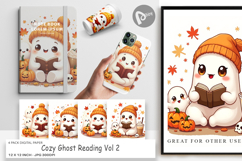 Cozy Reading Ghost Digital Paper Product Image 1