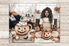 GlamArtZhanna, Cozy Halloween Junk Journal Paper, Spooky Junk Journal Pages, Creepy Collage Sheet, Creepy Scrapbook Paper, African American Girl Junk Journal Kit, Cute Halloween Journal Card, Girl With Pumpkin Journaling Pages, Cozy Halloween Ephemera, Wi