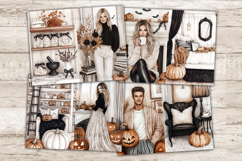 GlamArtZhanna, Cozy Halloween Junk Journal Pages, Witch Junk Journal Paper, Neutral Halloween Digital Collage Sheet, Beige Halloween Scrapbook Kit, Girl With Pumpkin Junk Journal Kit, Cozy Halloween Home Journal Card, Creepy Journaling Pages, Cute Hallowe