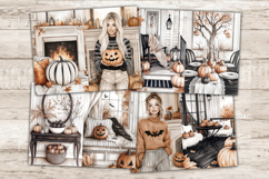 GlamArtZhanna, Cozy Halloween Junk Journal Pages, Witch Junk Journal Paper, Neutral Halloween Digital Collage Sheet, Beige Halloween Scrapbook Kit, Girl With Pumpkin Junk Journal Kit, Cozy Halloween Home Journal Card, Creepy Journaling Pages, Cute Hallowe