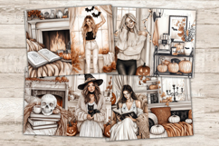 GlamArtZhanna, Cozy Halloween Junk Journal Pages, Witch Junk Journal Paper, Neutral Halloween Digital Collage Sheet, Beige Halloween Scrapbook Kit, Girl With Pumpkin Junk Journal Kit, Cozy Halloween Home Journal Card, Creepy Journaling Pages, Cute Hallowe