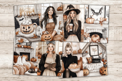 GlamArtZhanna, Cozy Halloween Junk Journal Pages, Witch Junk Journal Paper, Neutral Halloween Digital Collage Sheet, Beige Halloween Scrapbook Kit, Girl With Pumpkin Junk Journal Kit, Cozy Halloween Home Journal Card, Creepy Journaling Pages, Cute Hallowe