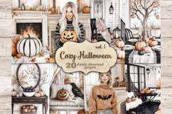 GlamArtZhanna, Cozy Halloween Junk Journal Pages, Witch Junk Journal Paper, Neutral Halloween Digital Collage Sheet, Beige Halloween Scrapbook Kit, Girl With Pumpkin Junk Journal Kit, Cozy Halloween Home Journal Card, Creepy Journaling Pages, Cute Hallowe
