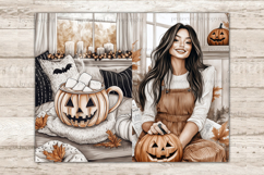 GlamArtZhanna, Cozy Halloween Junk Journal Pages, Witch Junk Journal Paper, Neutral Halloween Digital Collage Sheet, Beige Halloween Scrapbook Kit, Girl With Pumpkin Junk Journal Kit, Cozy Halloween Home Journal Card, Creepy Journaling Pages, Cute Hallowe