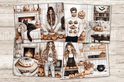 GlamArtZhanna, Cozy Halloween Junk Journal Pages, Witch Junk Journal Paper, Neutral Halloween Digital Collage Sheet, Beige Halloween Scrapbook Kit, Girl With Pumpkin Junk Journal Kit, Cozy Halloween Home Journal Card, Creepy Journaling Pages, Cute Hallowe