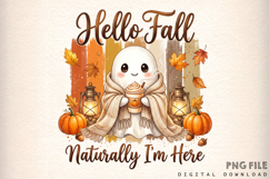 Cozy Hello Fall Ghost PNG Product Image 1