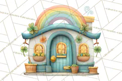 St Patrick’s Day Storybook Town Clipart Irish Village PNG Product Image 2