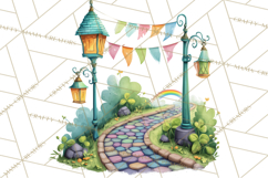 St Patrick’s Day Storybook Town Clipart Irish Village PNG Product Image 4
