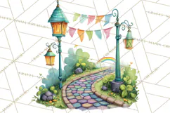 St Patrick’s Day Storybook Town Clipart Irish Village PNG Product Image 4