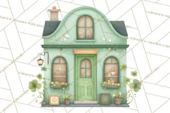 St Patrick’s Day Storybook Town Clipart Irish Village PNG Product Image 4