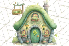 St Patrick’s Day Storybook Town Clipart Irish Village PNG Product Image 4