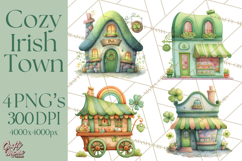 St Patrick’s Day Storybook Town Clipart Irish Village PNG Product Image 1