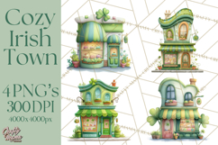 St Patrick’s Day Storybook Town Clipart Irish Village PNG Product Image 1