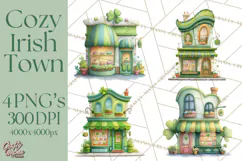 St Patrick’s Day Storybook Town Clipart Irish Village PNG Product Image 1