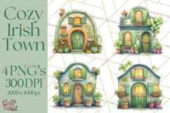 St Patrick’s Day Storybook Town Clipart Irish Village PNG Product Image 1
