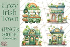 St Patrick’s Day Storybook Town Clipart Irish Village PNG Product Image 1