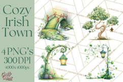 St Patrick’s Day Storybook Town Clipart Irish Village PNG Product Image 1