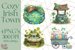 St Patrick’s Day Storybook Town Clipart Irish Village PNG Product Image 1