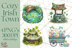 St Patrick’s Day Storybook Town Clipart Irish Village PNG Product Image 1