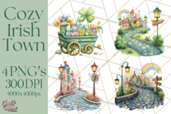 St Patrick’s Day Storybook Town Clipart Irish Village PNG Product Image 1