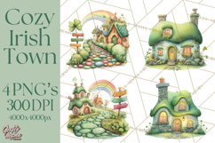 St Patrick’s Day Storybook Town Clipart Irish Village PNG Product Image 1