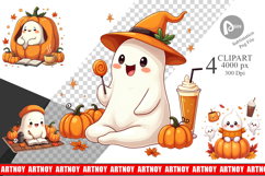 Kawaii Cozy Ghost Clipart Product Image 1