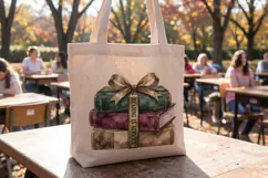 Cozy Library Week Book Cart Art Sublimation Product Image 5