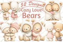 Cozy Woodland Love Bears Clipart, Baby Forest Animals Png Product Image 1