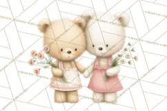 Cozy Woodland Love Bears Clipart, Baby Forest Animals Png Product Image 4