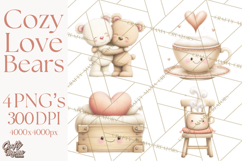 Cozy Woodland Love Bears Clipart, Baby Forest Animals Png Product Image 1