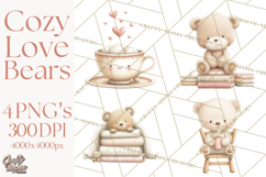 Cozy Woodland Love Bears Clipart, Baby Forest Animals Png Product Image 1