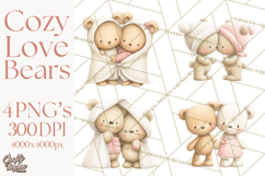 Cozy Woodland Love Bears Clipart, Baby Forest Animals Png Product Image 1