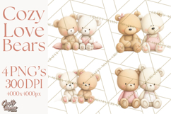 Cozy Woodland Love Bears Clipart, Baby Forest Animals Png Product Image 1