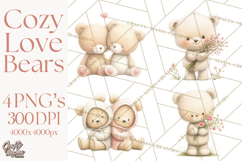 Cozy Woodland Love Bears Clipart, Baby Forest Animals Png Product Image 1