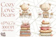 Cozy Woodland Love Bears Clipart, Baby Forest Animals Png Product Image 1