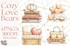 Cozy Woodland Love Bears Clipart, Baby Forest Animals Png Product Image 1