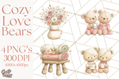 Cozy Woodland Love Bears Clipart, Baby Forest Animals Png Product Image 1