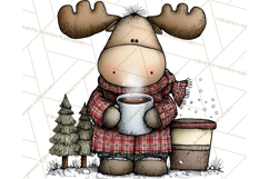Rustic Moose Forest Clipart PNG, Cozy Woodland Cabin Clipart Product Image 4