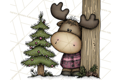 Rustic Moose Forest Clipart PNG, Cozy Woodland Cabin Clipart Product Image 5