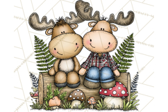 Rustic Moose Forest Clipart PNG, Cozy Woodland Cabin Clipart Product Image 2
