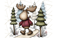 Rustic Moose Forest Clipart PNG, Cozy Woodland Cabin Clipart Product Image 4