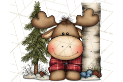 Rustic Moose Forest Clipart PNG, Cozy Woodland Cabin Clipart Product Image 5
