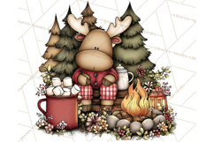 Rustic Moose Forest Clipart PNG, Cozy Woodland Cabin Clipart Product Image 2
