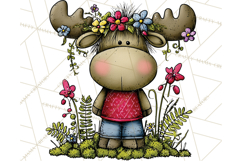 Rustic Moose Forest Clipart PNG, Cozy Woodland Cabin Clipart Product Image 4