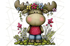 Rustic Moose Forest Clipart PNG, Cozy Woodland Cabin Clipart Product Image 4