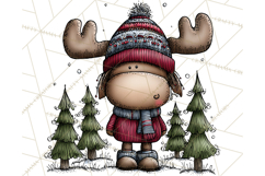 Rustic Moose Forest Clipart PNG, Cozy Woodland Cabin Clipart Product Image 2