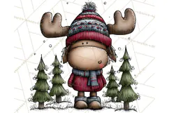 Rustic Moose Forest Clipart PNG, Cozy Woodland Cabin Clipart Product Image 2